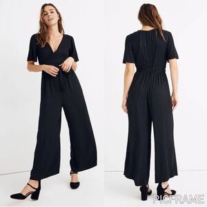 Madewell Wrap-Waist Jumpsuit in Dot Jacquard